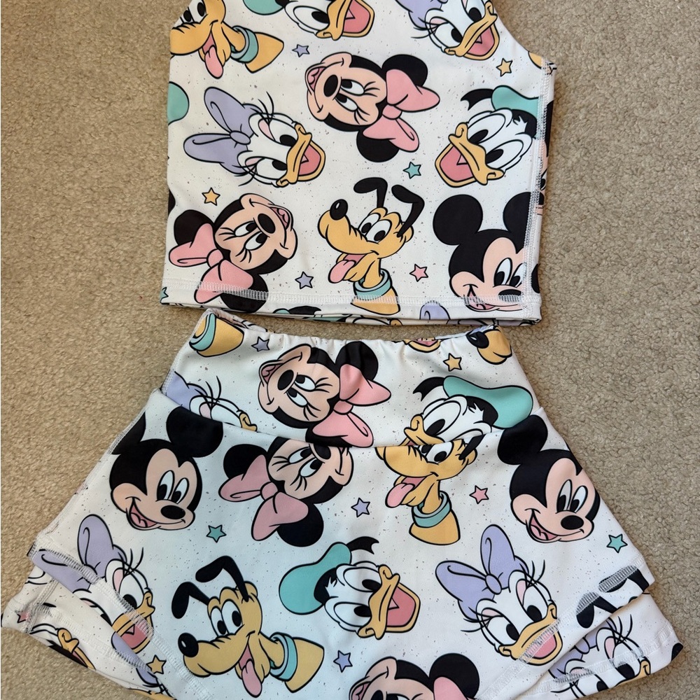 Disney toddler Two-Piece Character Skort Set in White and Pastel